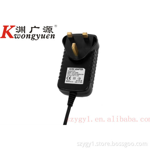100V-240V single cord 12V1A 12V2A camera adapter for Uk